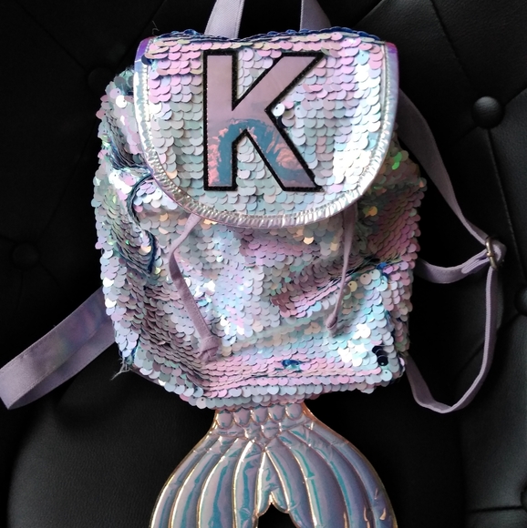 ⛔SOLD⛔Justice "K" initial sequin mermaid backpack - Picture 9 of 9
